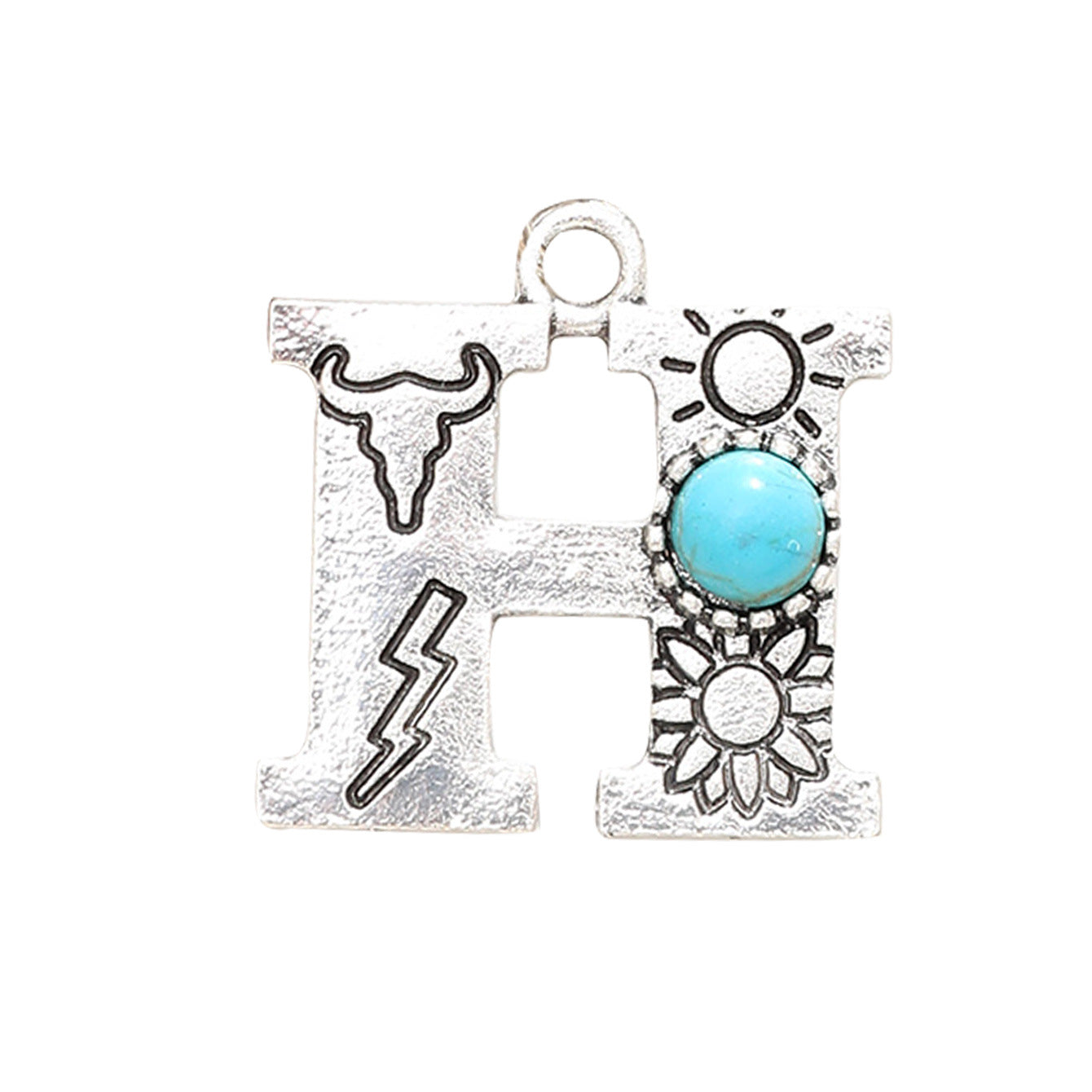 Wholesale of Western Wind Letter Natural Turquoise Alloy Letter Keychain Accessories